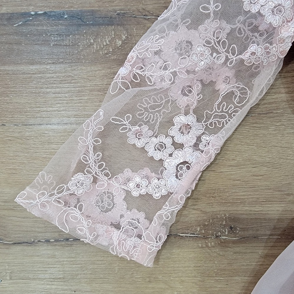 London Dress Co Floral Lace Overlay Pleated Midi Dress Blush Pink Women's Size 6 - Picture 5 of 10